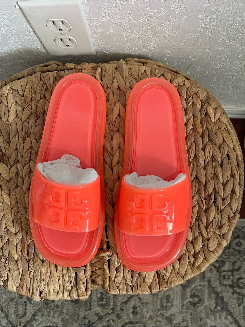 Orange Jelly Slide Sandals - Tory Burch - Picture 1 of 12